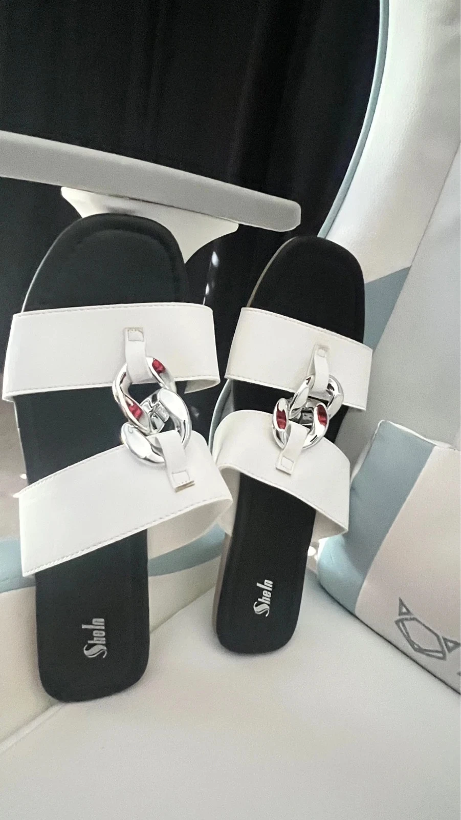 Brand New White chain sandals.